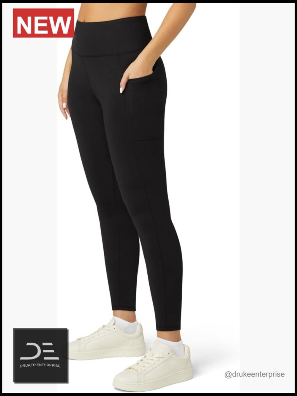 High Waist Tummy Control Yoga Leggings with Pockets, 4-Way Stretch, Sweat